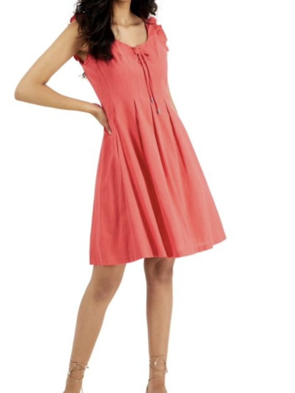 INC International Concepts Sunset Berry Tie Fit & Flare Dress Size 10